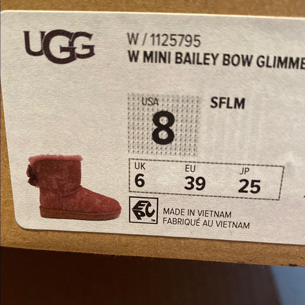 UGG Mini Bailey Bow Glimmer Boots - Red